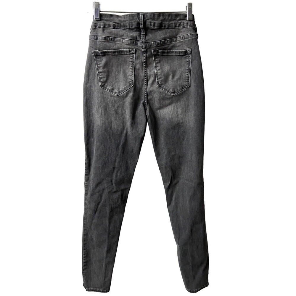Old Navy Womens Rock Star Jeans Gray 8 Mid Rise Skinny Acid Wash Dark Denim